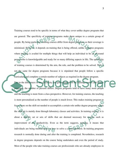 Degree Programme and Professional Development