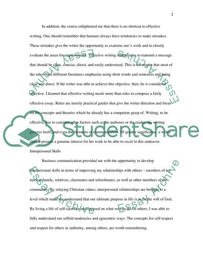 Analysis of Skills Learned in Business Communications