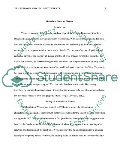 Homeland Security Threats to Yemen