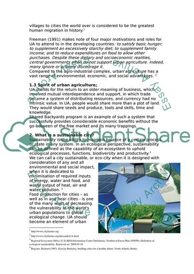 Urban Agriculture: a Key to Sustainability