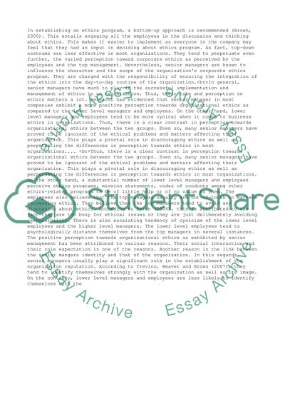 Corporate Ethics from a Bottom-up View Point