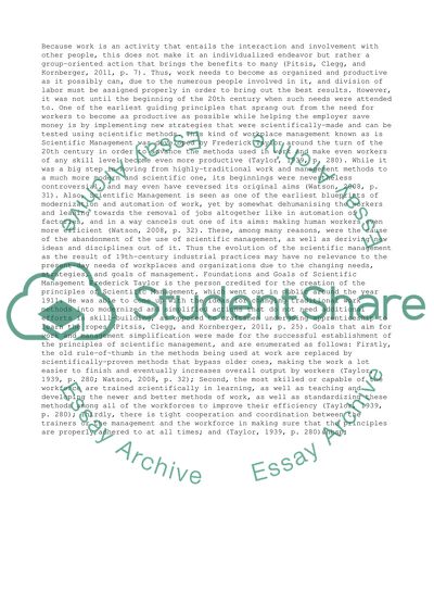 Scientific Management as the Product of 19th Century Industrial Practices