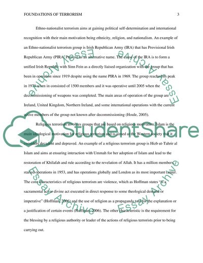 Foundations of Terrorism: Act of Violence by a Perpetrator