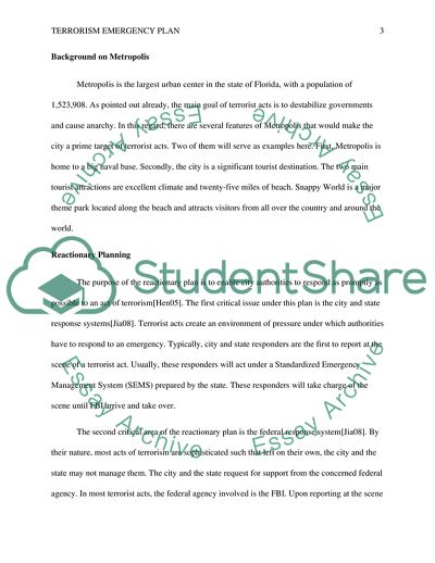 Terrorism Emergency Plan for Metropolis