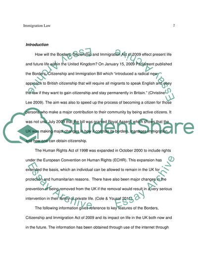 Features of 2009 Borders, Citizenship and Immigration Act and 1998 Challenging the Human Rights Act