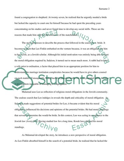 Moral Obligation in Malamuds Short Stories