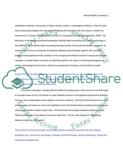 Mental Health Counseling as the Clinical Psychology