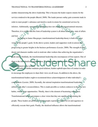 Transactional Leadership VS. Transformational Leadership