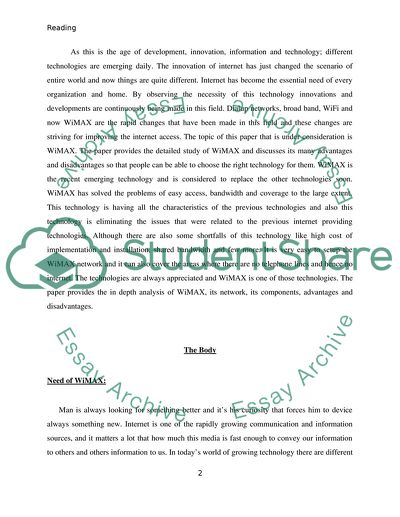 WiMAX - Technology Integrating the Internet and Broadband