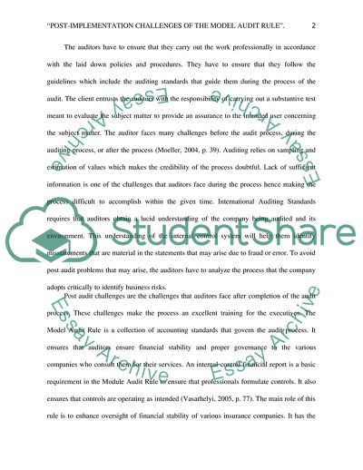 Post-Implementation Challenges of the Model Audit Rule