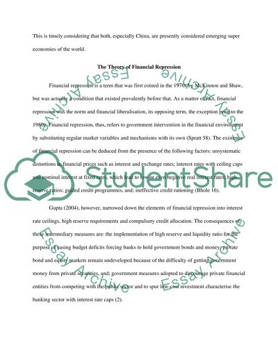 The theory of Financial Repression and its Application in Economies of Different Countries