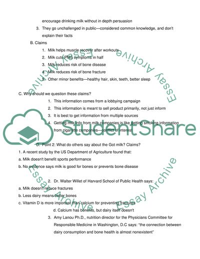 Persuasive Speech on Milk