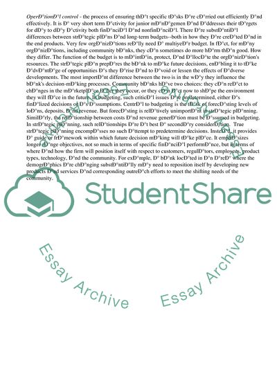 Principl Fetures of Budgeting as a Plnning and Control System