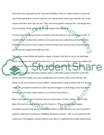 Moral Permissibility of Deriving Stem