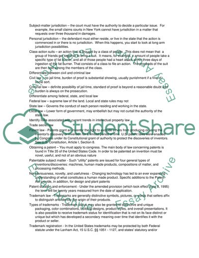Legal Concepts Worksheet
