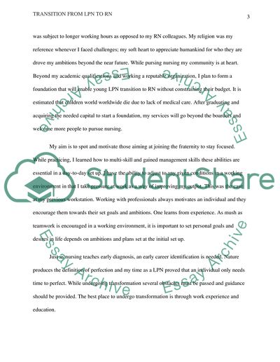 My life experiences as a LPN transition into RN Role