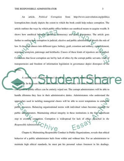 Terry L. Coopers Responsible Administrator