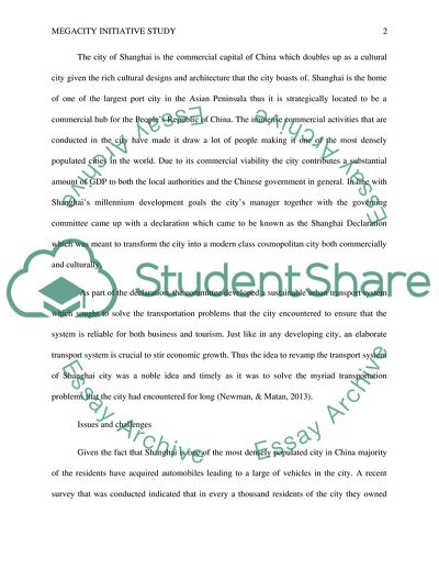 Megacity Initiative Study