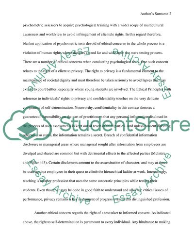 Ethical Concerns in Psychological Testing