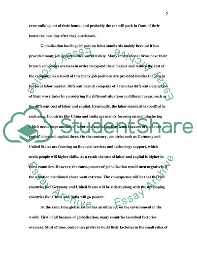 The Impact of Globalization on Environmental and Labor Standards