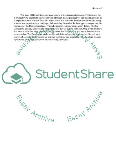 Democritus Theory of Reality