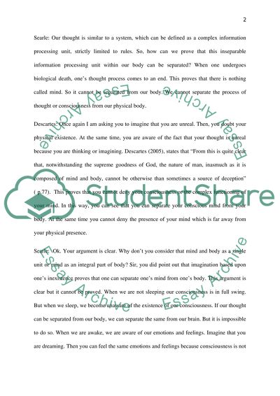 Debate from the point of view of Descartes and Searle