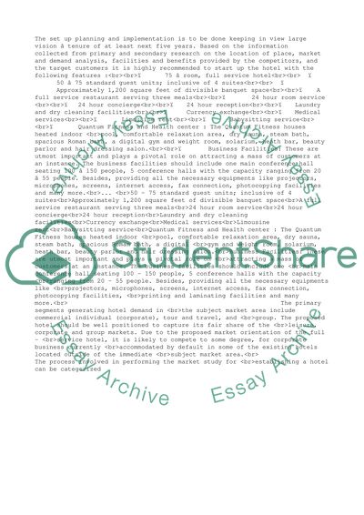 Feasibility Study of Hotel in Melbourne CBD