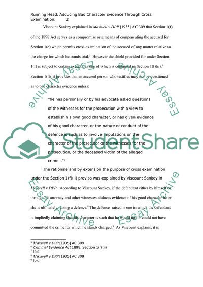 Adducing Bad Character Evidence Through Cross Examination