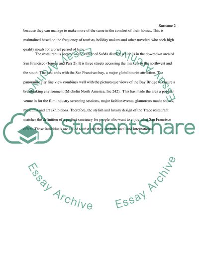 The Target Market of Trace Restaurant at W Hotel San Francisco