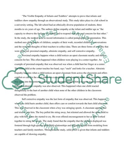 The Visible Empathy of Infants and Toddlers