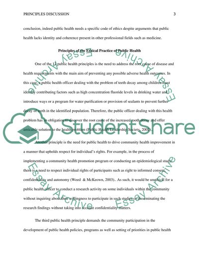 The need for public health ethical principles