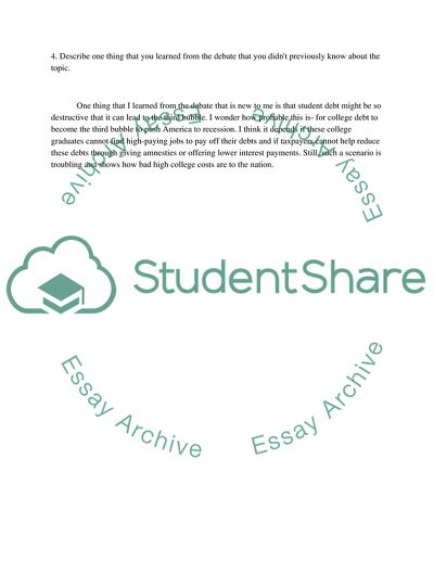 Watching debate video and answer the questions