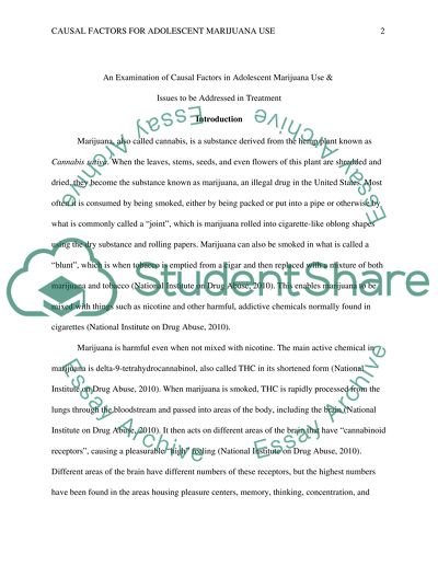 Causal Factors in Adolescent Marijuana Use