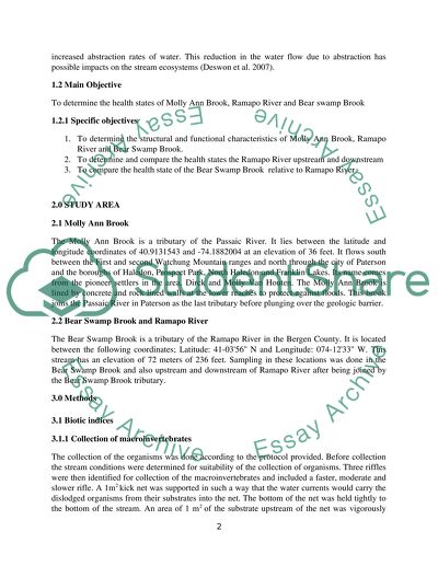 The Healthy State of the Bear Swamp Brook