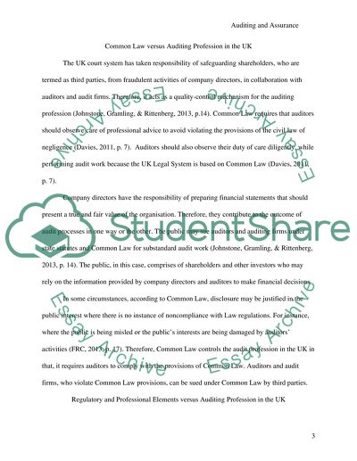 Legislation and the Auditing Profession in the UK