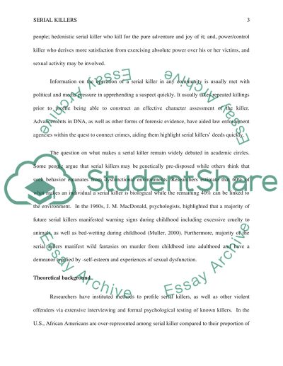 Control Strategies for the Problem of Serial Killers