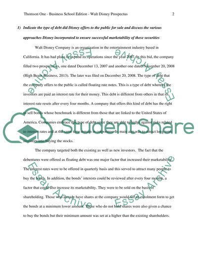 Thomson One - Business School Edition - Walt Disney Prospectus