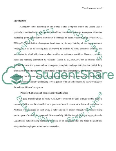 Information Systems Audit and Control: Computer Fraud