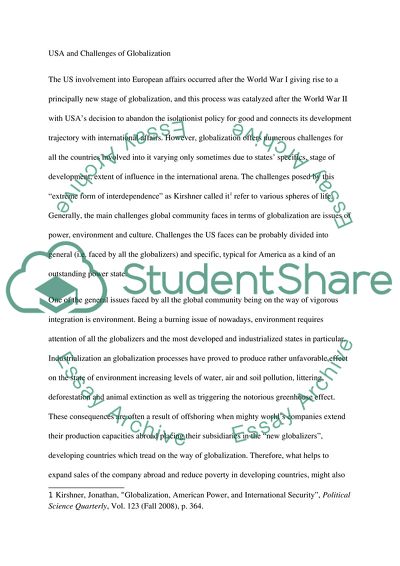 USA and Challenges of Globalization