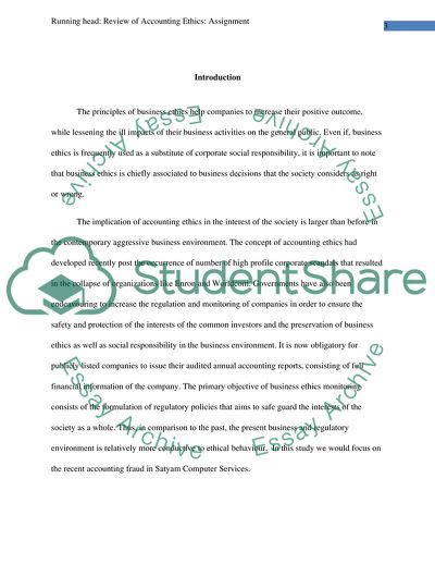 Review of Accounting Ethis: Assignment