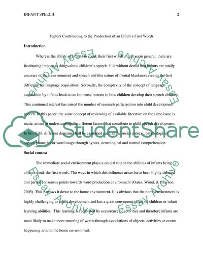 Factors Contributing to the Production of an Infants First Words