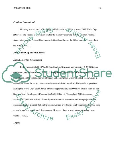 Impact of Mega Sporting Events on Urban Development and Legacy in Host Countries