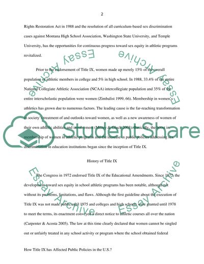 How Title IX has Affected Public Policies in the U.S