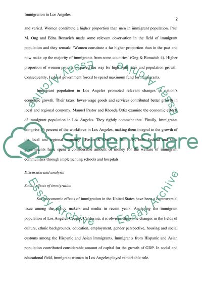 How does immigration affect the population structure in Los Angeles