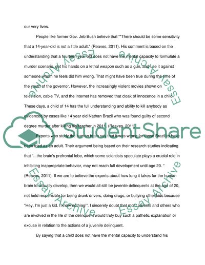 Should Juveniles Punished or Try as Adults