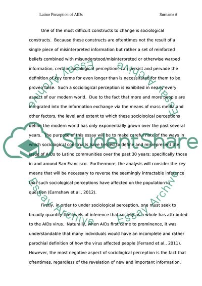 The Perception of AIDs within Latino Stakeholders of San Francisco