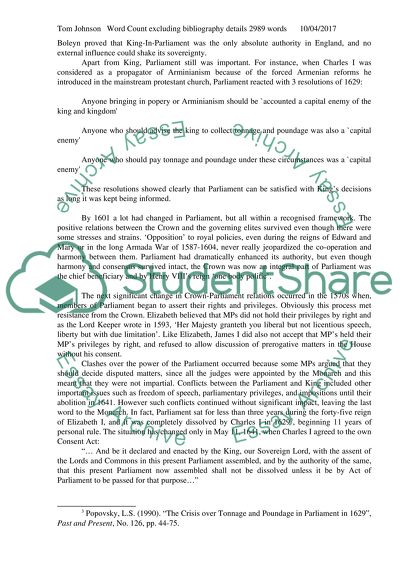 Relationship between Monarchy and Parliament in 1529-1640
