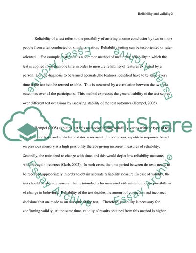 Reliability and Validity of a Test