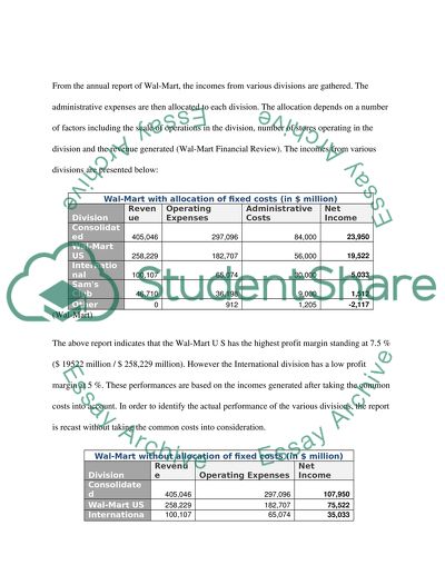 The Allocation Problem session long project 4 (walmart) accounting