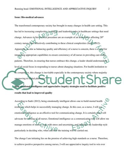 Emotional intelligence and appreciative inquiry to promote quality